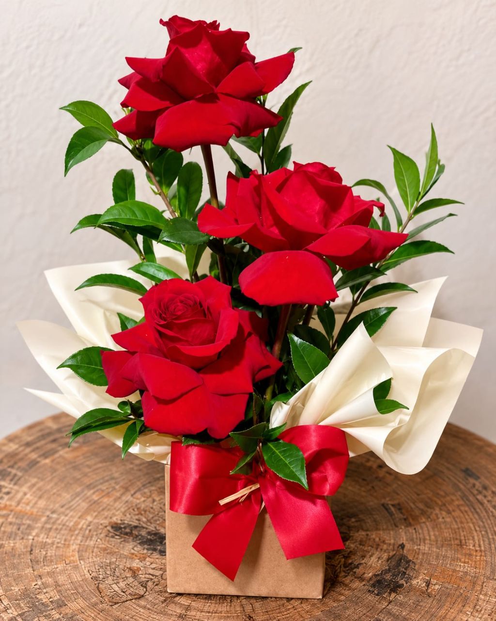 Arranjo com 3 rosas colombianas